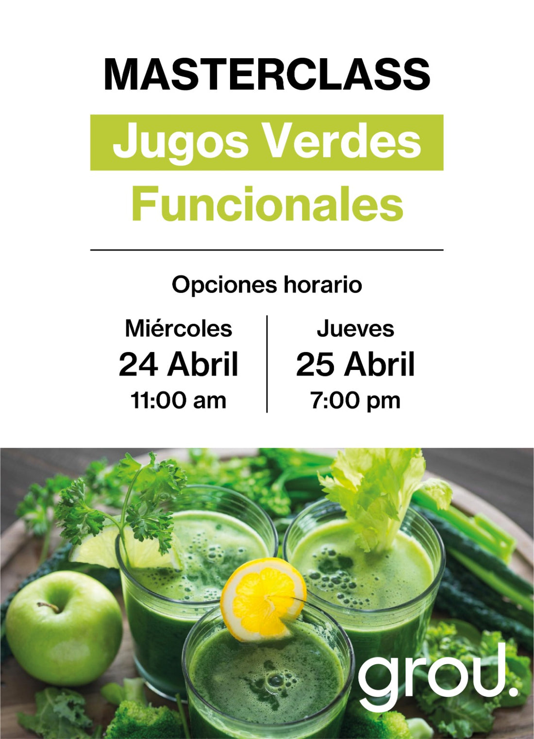 Masterclass - Jugos verdes funcionales (Virtual, Zoom)